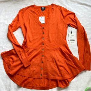 W by Worth Peplum Orange Sweater New Wtag